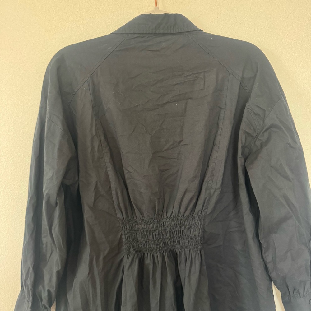 Walter Baker Blouse Black Vivian Oversized Hi Lo Button Up Tunic Top Cotton M - Picture 5 of 11